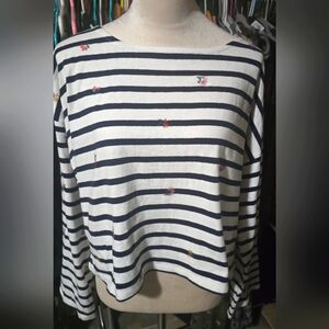 Madewell Blue and White Long Sleeve Tee